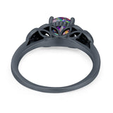 Art Deco Flower Style Wedding Engagement Bridal Ring Round Simulated Cubic Zirconia  925 Sterling Silver