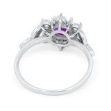 Floral Vintage Style Engagement Cluster Ring Round Cubic Zirconia 925 Sterling Silver
