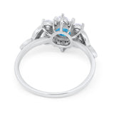 Floral Vintage Style Engagement Cluster Ring Round Cubic Zirconia 925 Sterling Silver