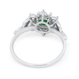 Floral Vintage Style Engagement Cluster Ring Round Cubic Zirconia 925 Sterling Silver