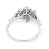 Floral Vintage Style Engagement Cluster Ring Round Cubic Zirconia 925 Sterling Silver