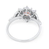 Floral Vintage Style Engagement Cluster Ring Round Cubic Zirconia 925 Sterling Silver