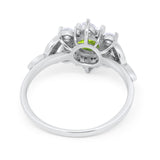 Floral Vintage Style Engagement Cluster Ring Round Cubic Zirconia 925 Sterling Silver