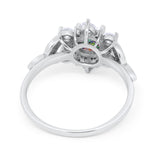 Floral Vintage Style Engagement Cluster Ring Round Cubic Zirconia 925 Sterling Silver