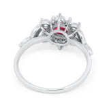 Floral Vintage Style Engagement Cluster Ring Round Cubic Zirconia 925 Sterling Silver