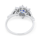 Floral Vintage Style Engagement Cluster Ring Round Cubic Zirconia 925 Sterling Silver