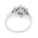 Floral Vintage Style Engagement Cluster Ring Round Cubic Zirconia 925 Sterling Silver
