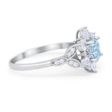 Floral Vintage Style Engagement Cluster Ring Round Cubic Zirconia 925 Sterling Silver