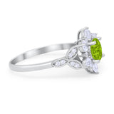 Floral Vintage Style Engagement Cluster Ring Round Cubic Zirconia 925 Sterling Silver