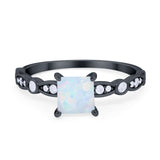 Art Deco Princess Cut Wedding Engagement Ring Round Cubic Zirconia 925 Sterling Silver