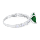 Art Deco Princess Cut Wedding Engagement Ring Round Cubic Zirconia 925 Sterling Silver