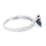 Art Deco Princess Cut Wedding Engagement Ring Round Cubic Zirconia 925 Sterling Silver