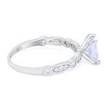 Art Deco Princess Cut Wedding Engagement Ring Round Cubic Zirconia 925 Sterling Silver