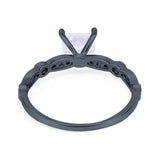 Art Deco Princess Cut Wedding Engagement Ring Round Cubic Zirconia 925 Sterling Silver