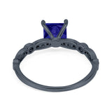 Art Deco Princess Cut Wedding Engagement Ring Round Cubic Zirconia 925 Sterling Silver