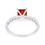 Art Deco Princess Cut Wedding Engagement Ring Round Cubic Zirconia 925 Sterling Silver