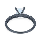 Art Deco Princess Cut Wedding Engagement Ring Round Cubic Zirconia 925 Sterling Silver