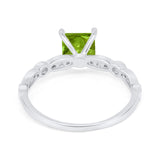 Art Deco Princess Cut Wedding Engagement Ring Round Cubic Zirconia 925 Sterling Silver