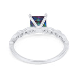 Art Deco Princess Cut Wedding Engagement Ring Round Cubic Zirconia 925 Sterling Silver