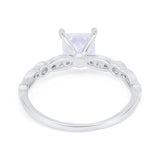 Art Deco Princess Cut Wedding Engagement Ring Round Cubic Zirconia 925 Sterling Silver