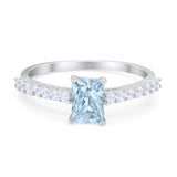 Vintage Style Radiant Cut Wedding Engagement Ring Cubic Zirconia 925 Sterling Silver