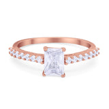 Vintage Style Radiant Cut Wedding Engagement Ring Cubic Zirconia 925 Sterling Silver