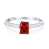 Vintage Style Radiant Cut Wedding Engagement Ring Cubic Zirconia 925 Sterling Silver