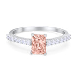 Vintage Style Radiant Cut Wedding Engagement Ring Cubic Zirconia 925 Sterling Silver