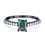 Vintage Style Radiant Cut Wedding Engagement Ring Cubic Zirconia 925 Sterling Silver