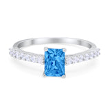 Vintage Style Radiant Cut Wedding Engagement Ring Cubic Zirconia 925 Sterling Silver