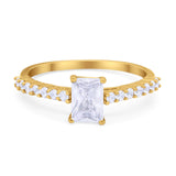 Vintage Style Radiant Cut Wedding Engagement Ring Cubic Zirconia 925 Sterling Silver