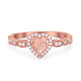 Art Deco Heart Promise Wedding Ring Simulated Cubic Zirconia 925 Sterling Silver