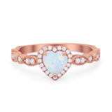 Art Deco Heart Promise Wedding Ring Simulated Cubic Zirconia 925 Sterling Silver