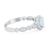 Art Deco Heart Promise Wedding Ring Simulated Cubic Zirconia 925 Sterling Silver