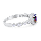 Art Deco Heart Promise Wedding Ring Simulated Cubic Zirconia 925 Sterling Silver
