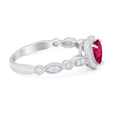 Art Deco Heart Promise Wedding Ring Simulated Cubic Zirconia 925 Sterling Silver