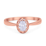 Solitaire Art Deco Wedding Engagement Ring Oval Cubic Zirconia 925 Sterling Silver
