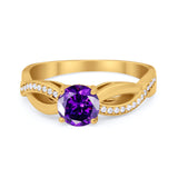 Infinity Shank Wedding Ring Round Simulated Cubic Zirconia 925 Sterling Silver