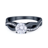 Infinity Shank Wedding Ring Round Simulated Cubic Zirconia 925 Sterling Silver