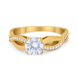 Infinity Shank Wedding Ring Round Simulated Cubic Zirconia 925 Sterling Silver