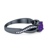 Infinity Shank Wedding Ring Round Simulated Cubic Zirconia 925 Sterling Silver