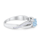 Infinity Shank Wedding Ring Round Simulated Cubic Zirconia 925 Sterling Silver