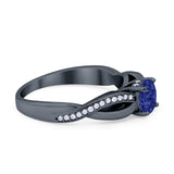Infinity Shank Wedding Ring Round Simulated Cubic Zirconia 925 Sterling Silver