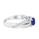 Infinity Shank Wedding Ring Round Simulated Cubic Zirconia 925 Sterling Silver