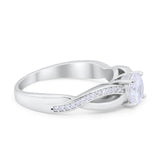 Infinity Shank Wedding Ring Round Simulated Cubic Zirconia 925 Sterling Silver