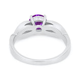 Infinity Shank Wedding Ring Round Simulated Cubic Zirconia 925 Sterling Silver