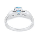 Infinity Shank Wedding Ring Round Simulated Cubic Zirconia 925 Sterling Silver