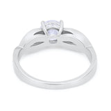 Infinity Shank Wedding Ring Round Simulated Cubic Zirconia 925 Sterling Silver