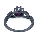 Floral Infnity Shank Engaement Ring Round Cubic Zirconia 925 Sterling Silver (7mm)