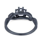 Floral Infnity Shank Engaement Ring Round Cubic Zirconia 925 Sterling Silver (7mm)